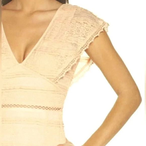 Chic Ruffle Lace Romantic Work Play Party Soft Stretch Midi Dress - Picture 8 of 9